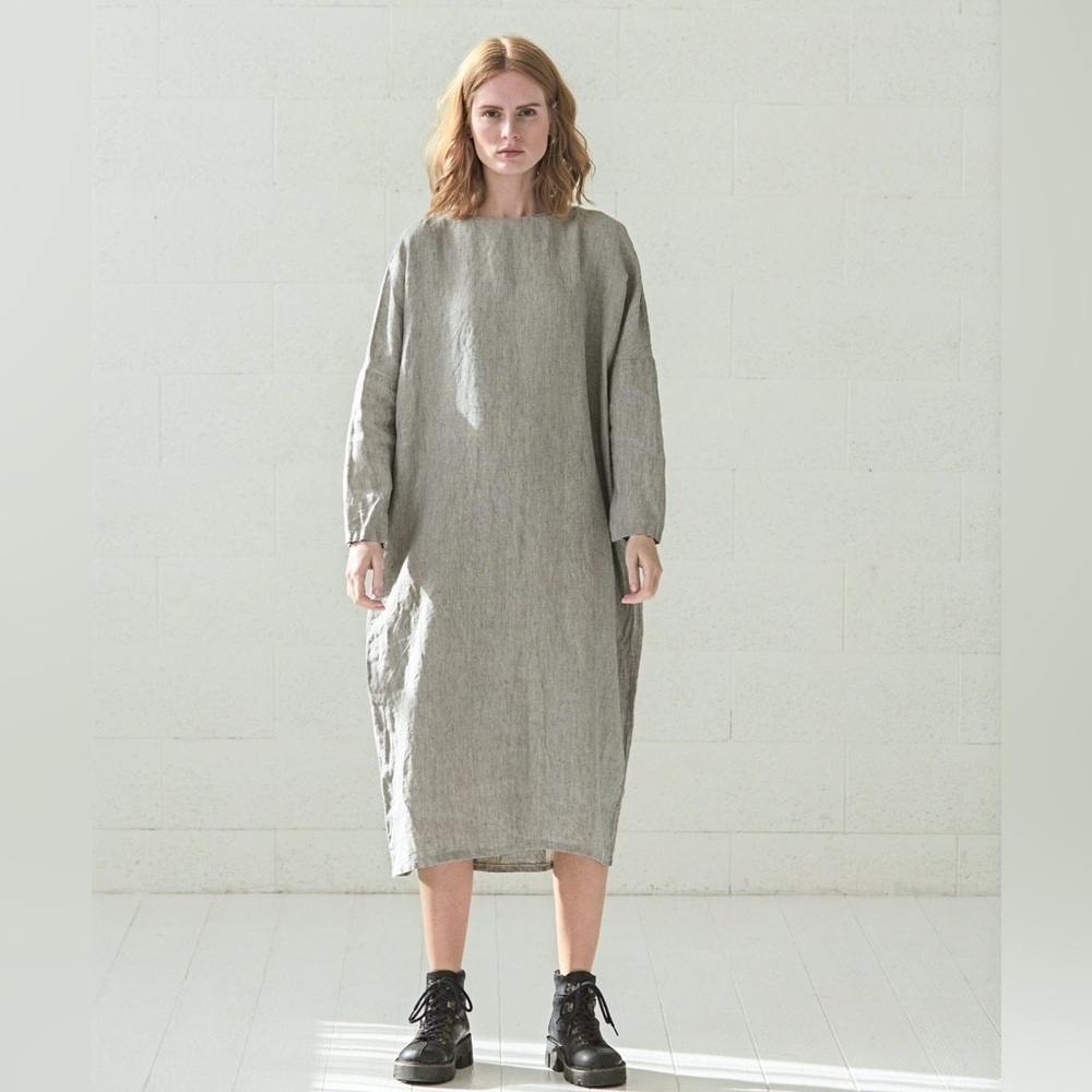 Old linen Mill long sleeve dress